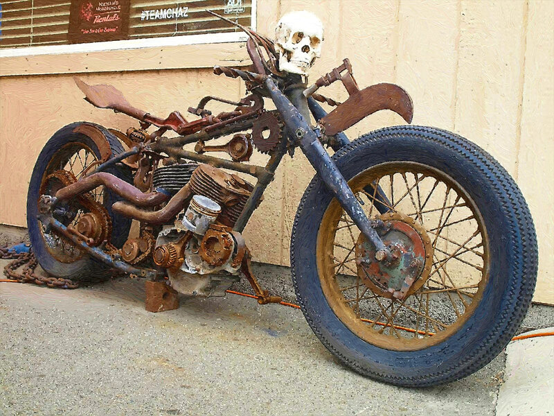 Rusty Motorcycle Sculpture