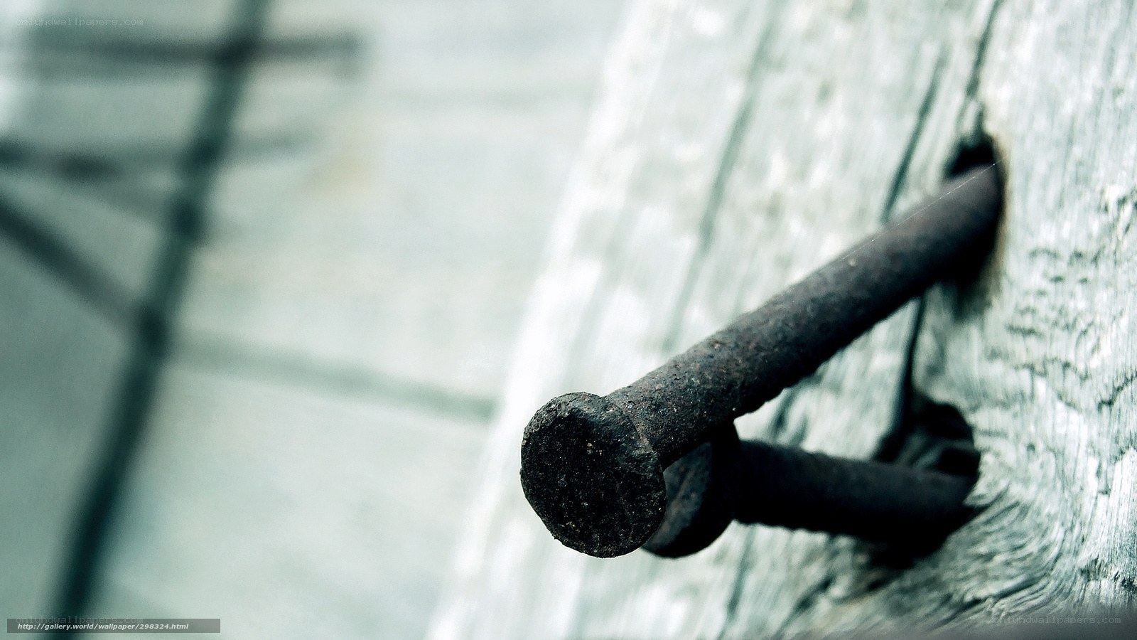 Rusty nail in weathered wood
