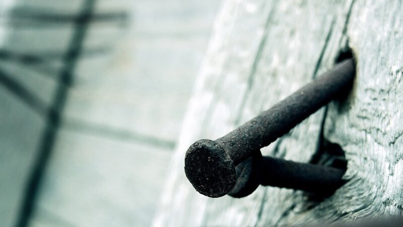 Rusty Nail in Wood — Gray, Dramatic