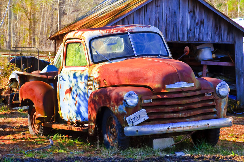 Rusty Old Pickup Truck — Red