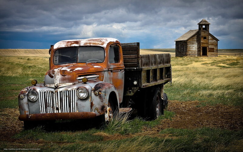 Rusty Old Truck — Brown, Dramatic, Afternoon, Photograph