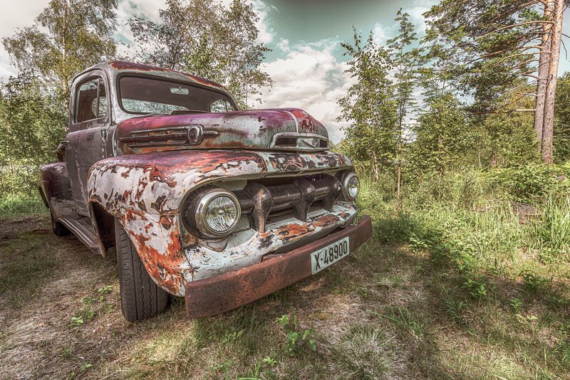 Rusty Old Truck — Green, Dramatic, Afternoon