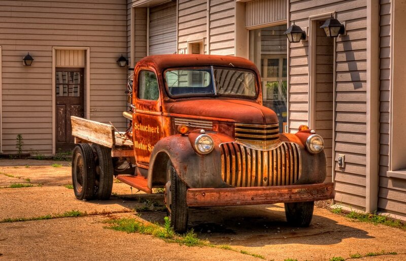 Rusty Orange Pickup Truck