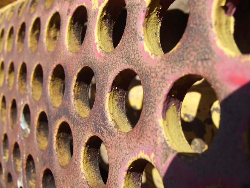 Rusty perforated metal surface