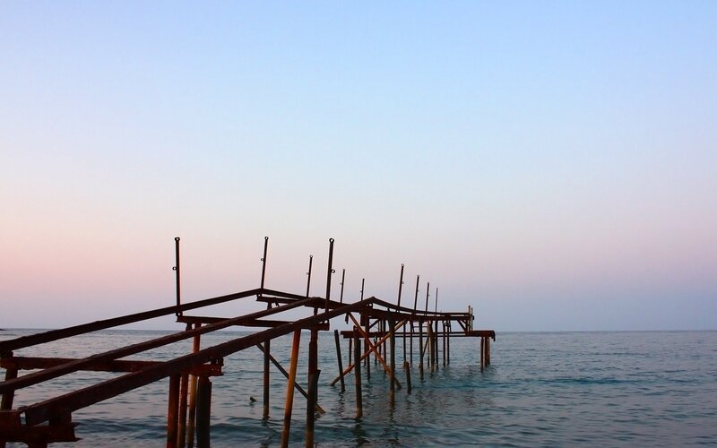 Rusty Pier in Sea