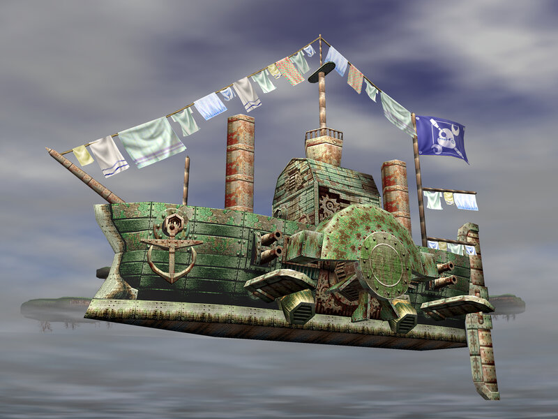 rusty pirate airship