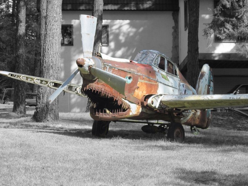 Rusty plane with shark mouth