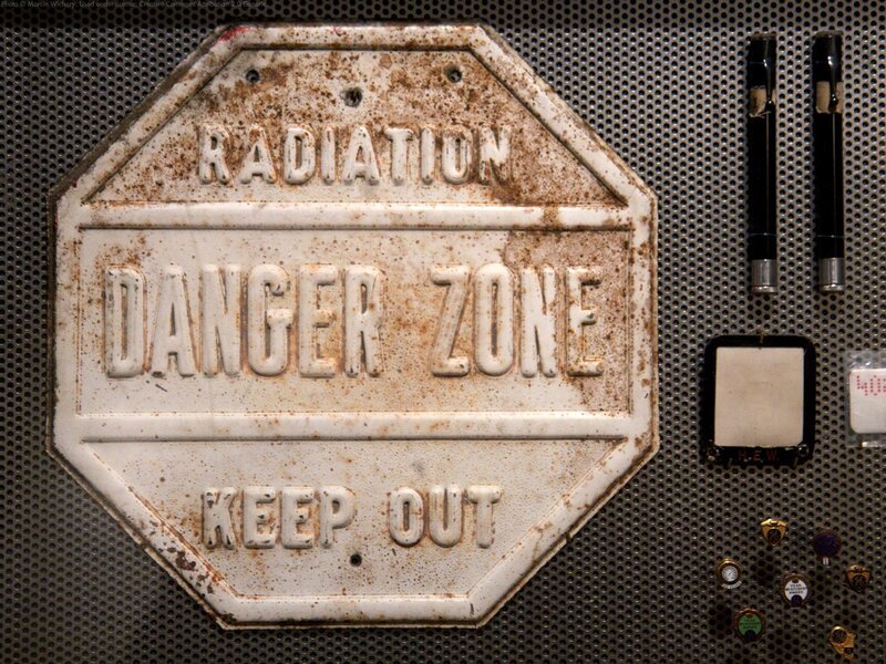 Rusty radiation danger sign