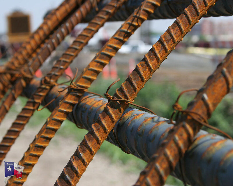 Rusty rebar at a construction site