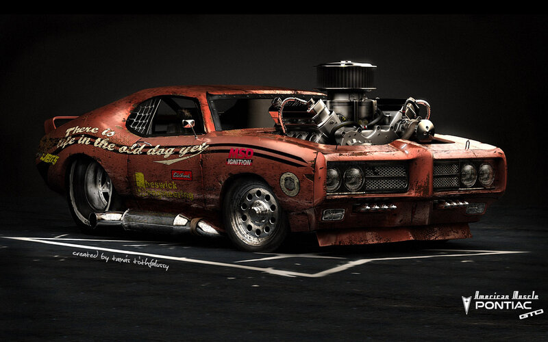 Rusty Red Muscle Car — Dramatic, Night