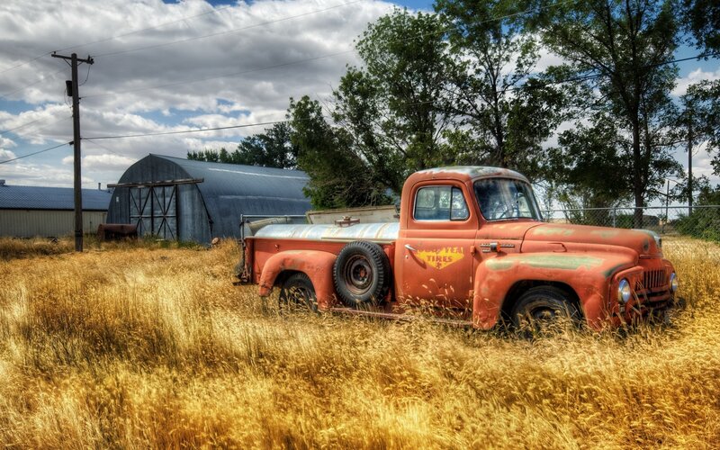 Rusty Red Pickup Truck — Dramatic, Afternoon, Photograph