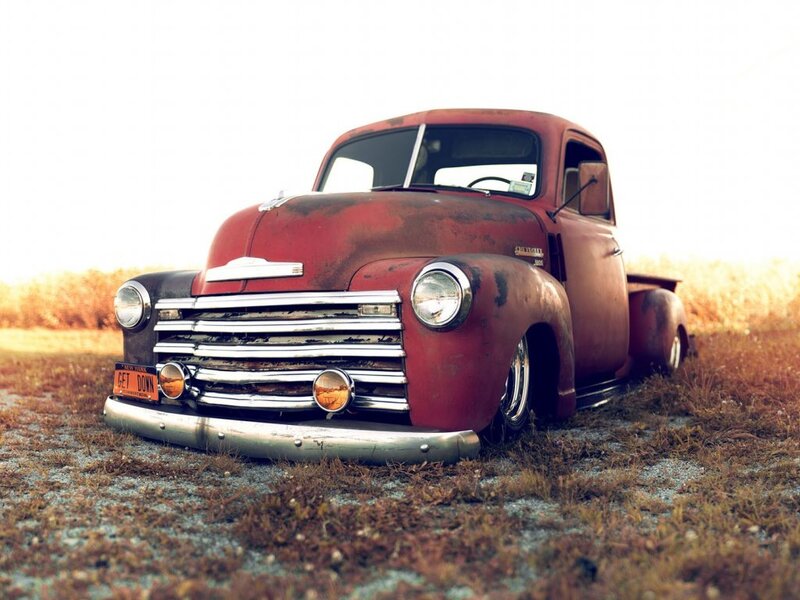 Rusty Red Pickup Truck — Dramatic, Sunset