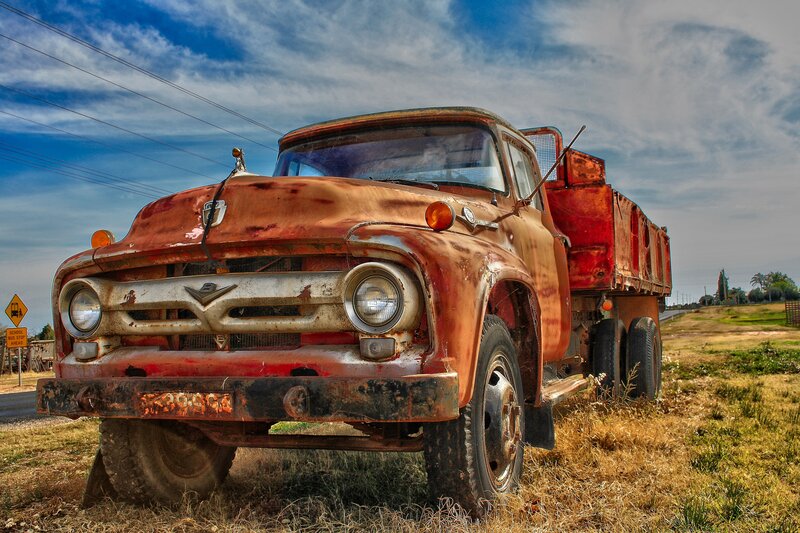 Rusty Red Pickup Truck — Dramatic