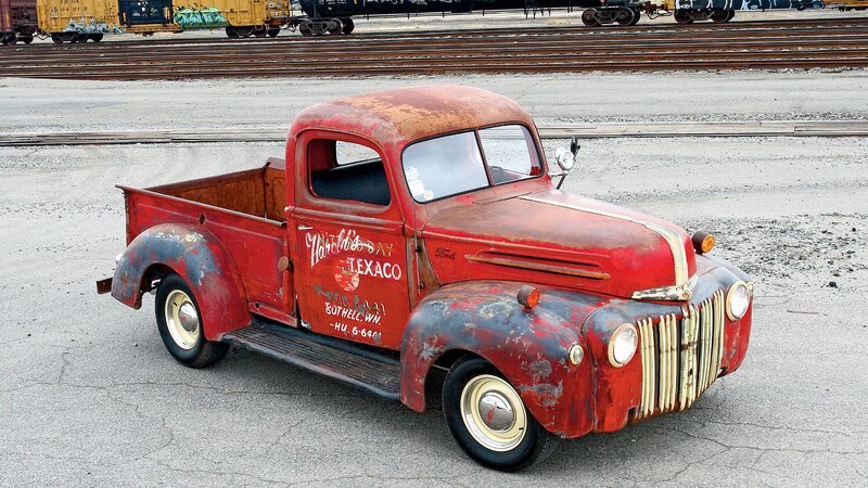 Rusty Red Pickup Truck — Industrial, Afternoon