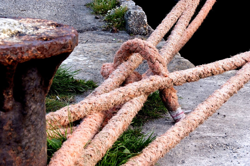 rusty rope on concrete