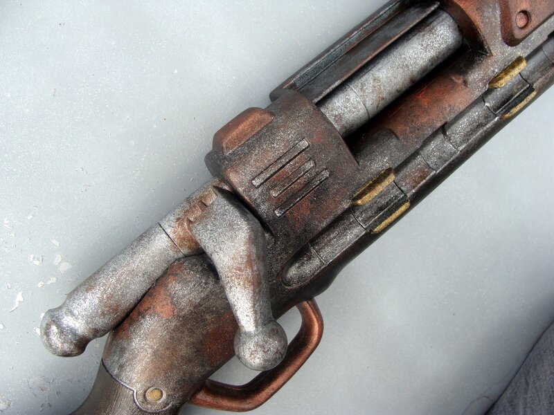 rusty sci-fi rifle detail