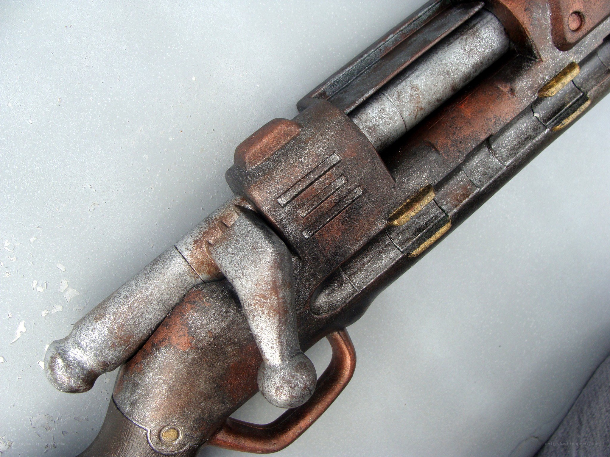 rusty sci-fi rifle detail