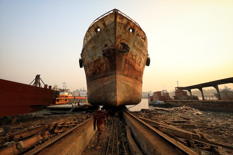 Rusty Ship on Dry Dock