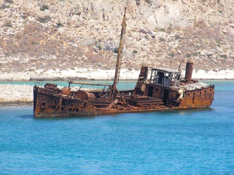 Rusty Shipwreck — Blue, Desolate, Afternoon