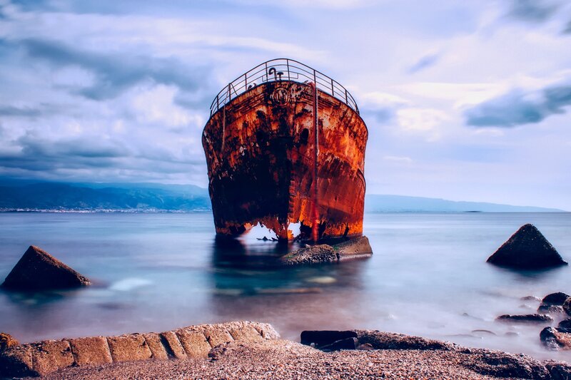 Rusty Shipwreck — Blue, Dramatic