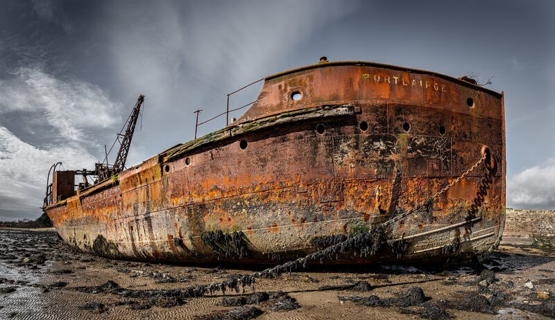 Rusty Shipwreck — Brown, Dramatic, Photograph