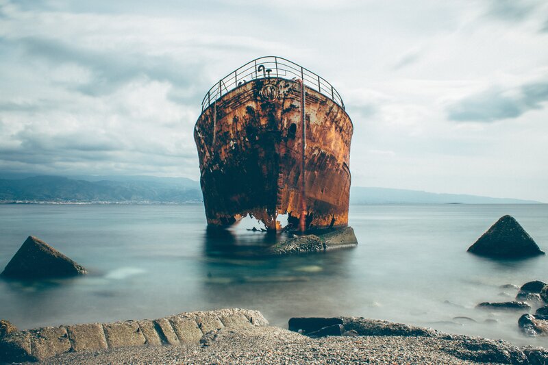 Rusty Shipwreck — Brown, Dramatic