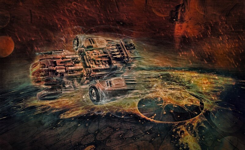 Rusty Spaceship in Motion
