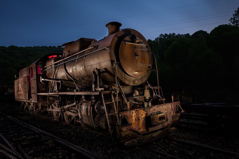 Rusty Steam Locomotive — Brown, Dramatic