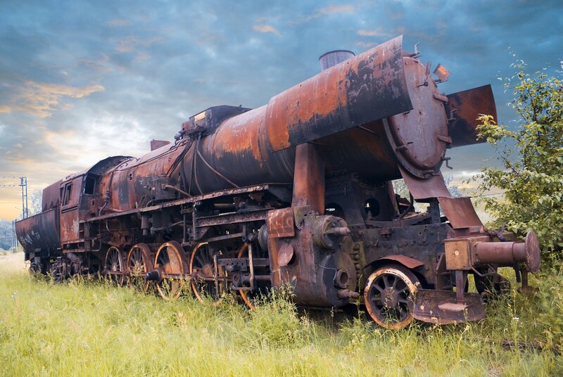 Rusty Steam Locomotive — Green