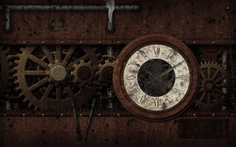 rusty steampunk clock mechanism