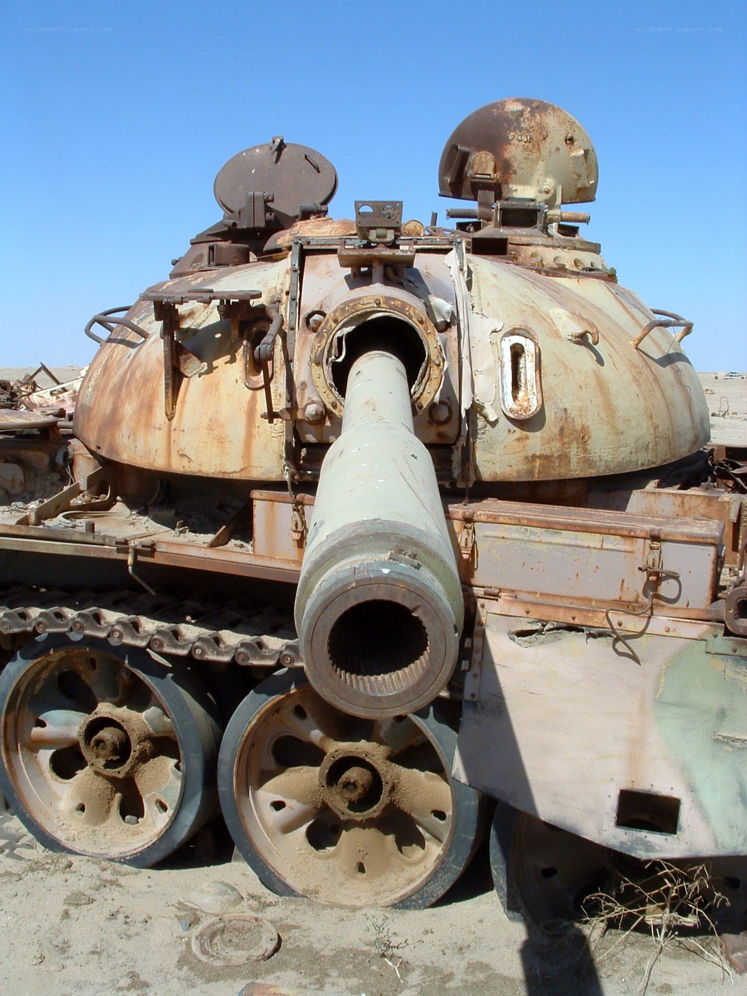 Rusty tank in desert