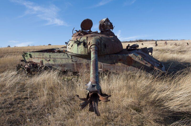 Rusty Tank in Field — Brown