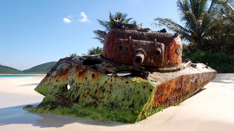 Rusty Tank on Beach