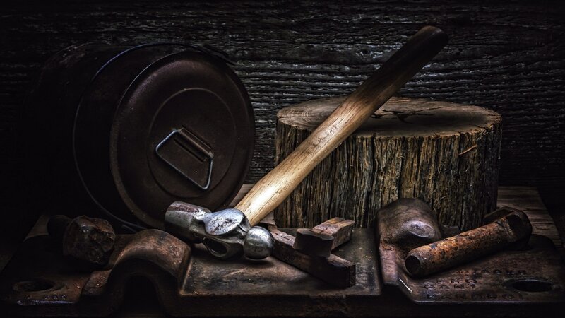 Rusty Tools on Wood — Brown