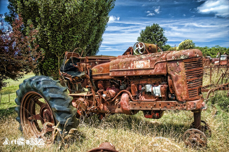 Rusty Tractor in Field