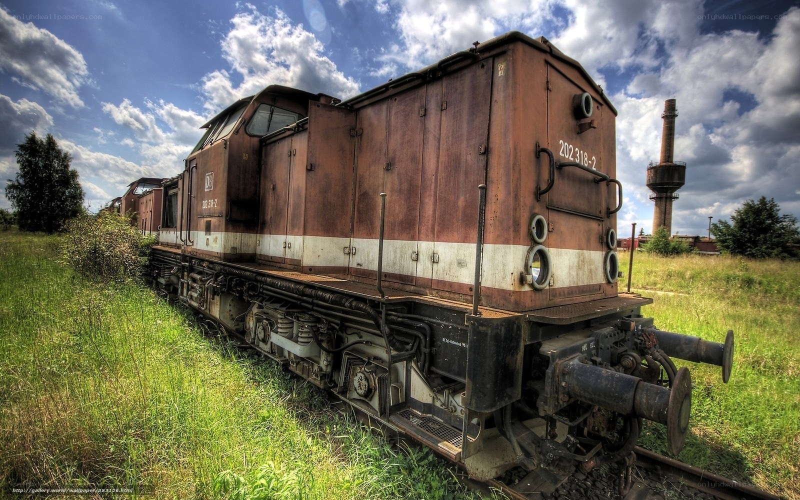 Rusty train in a field