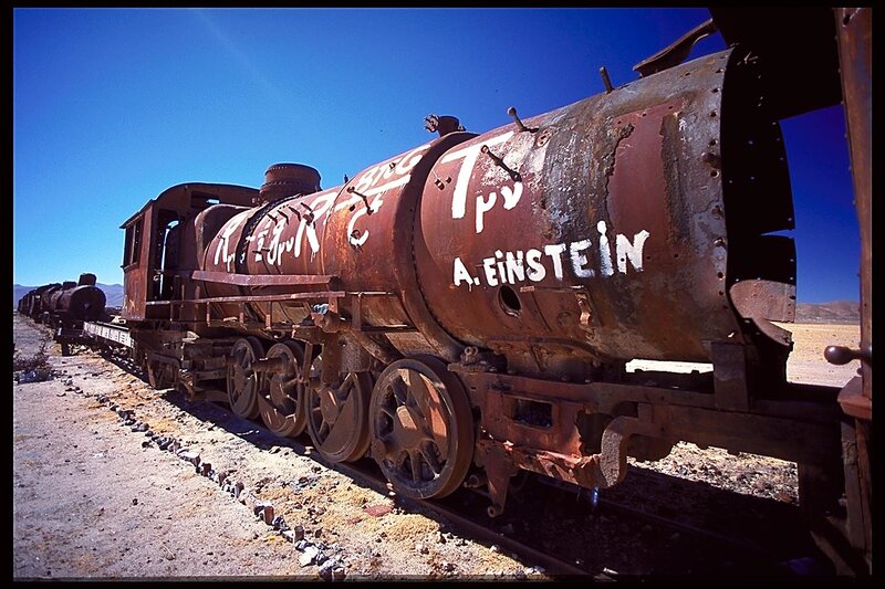 Rusty train in desert