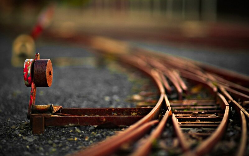 Rusty Train Tracks — Brown, Dramatic, Sunset