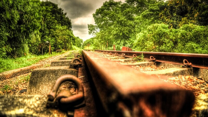 Rusty Train Tracks — Green, Dramatic