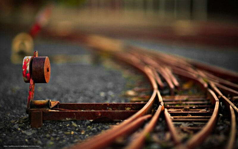 Rusty train tracks in focus