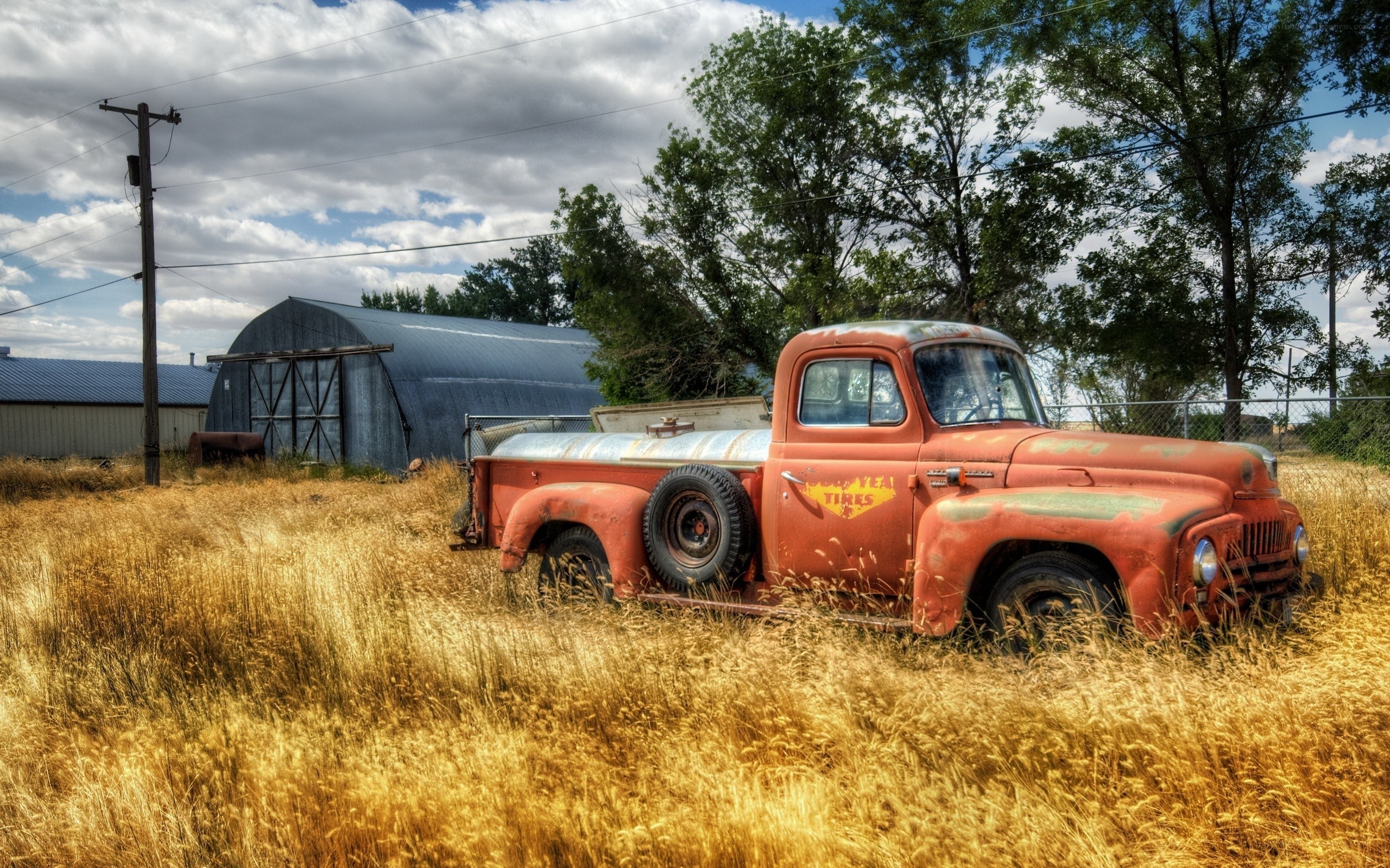 Rusty truck in a field