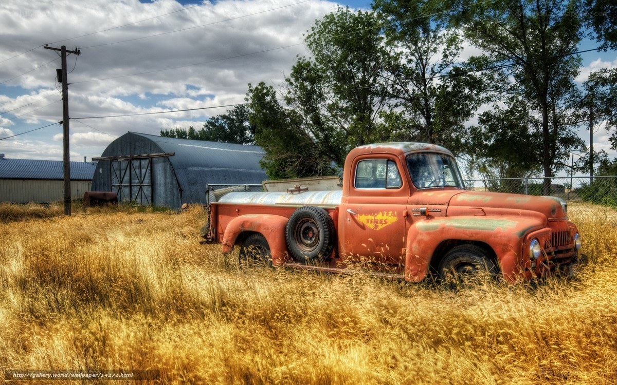 Rusty truck in a field