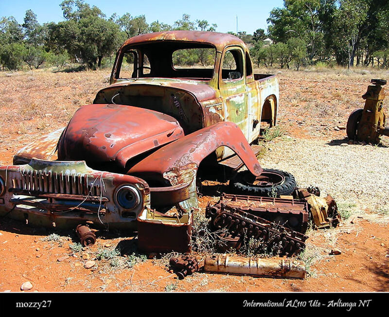 Rusty truck in desert