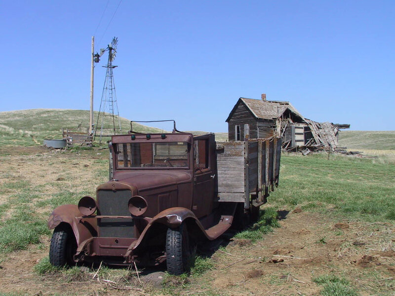 Rusty Truck in Field — Brown