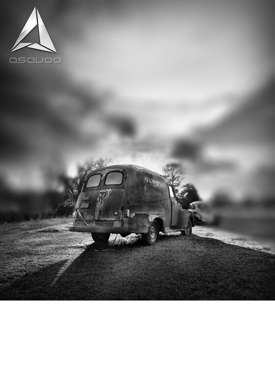 Rusty van on a rural road