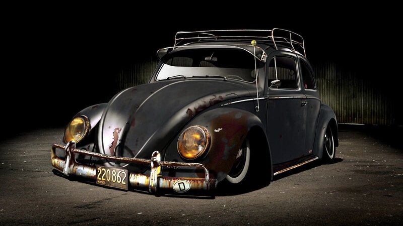 Rusty Vintage Beetle Car — Black