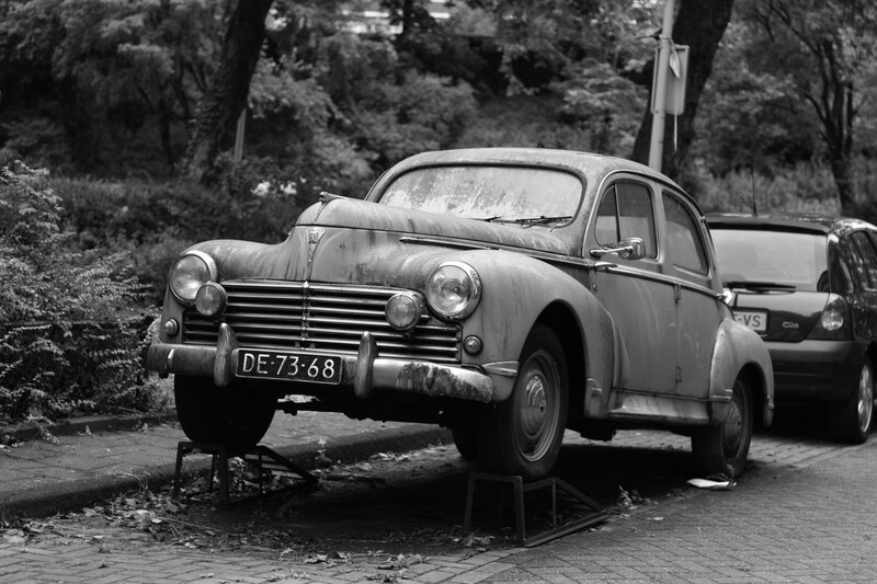 Rusty Vintage Car — Black, Dramatic