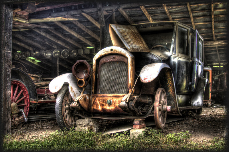 Rusty Vintage Car — Brown, Dramatic, Photograph