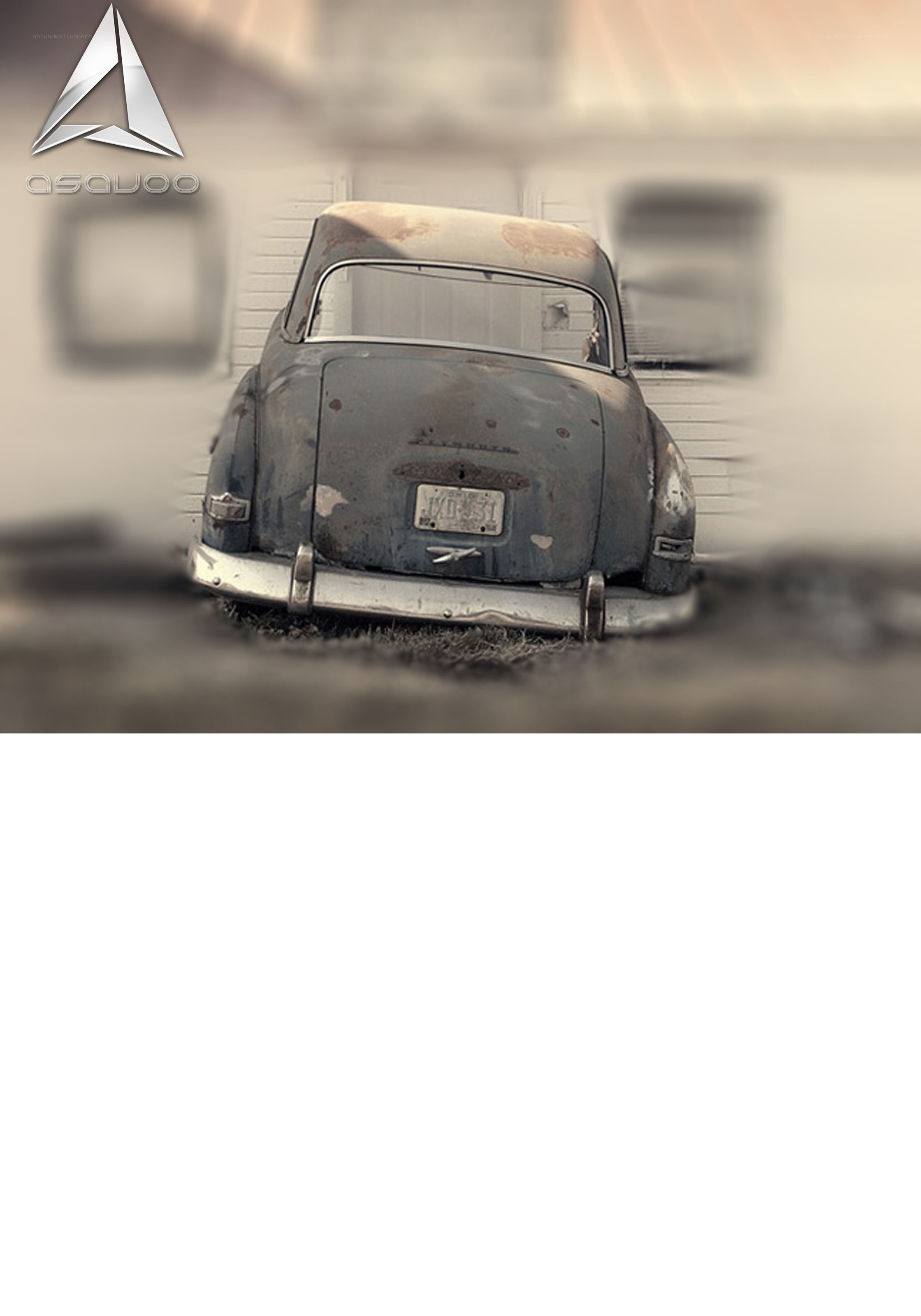 Rusty vintage car in yard