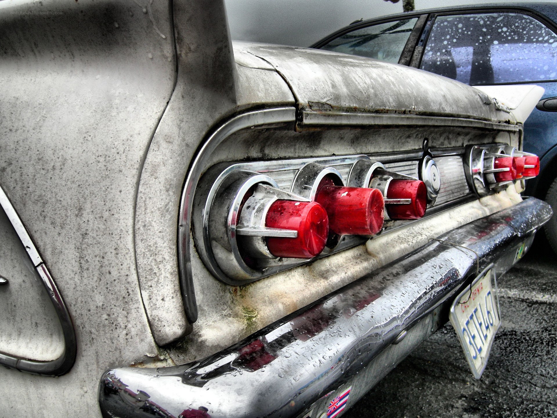 Rusty vintage car taillights